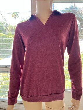Burgundy V-neck Shirt - Ticticmiss